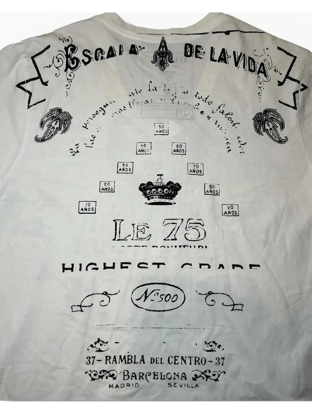 GUESS La Joya Graphic T Shirt Mens M White Vintage Y2K Distressed Print Tee - Picture 5 of 6